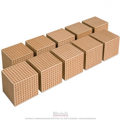 Wooden Cube Of 1000: Set Of 10 - Montessori Spirit