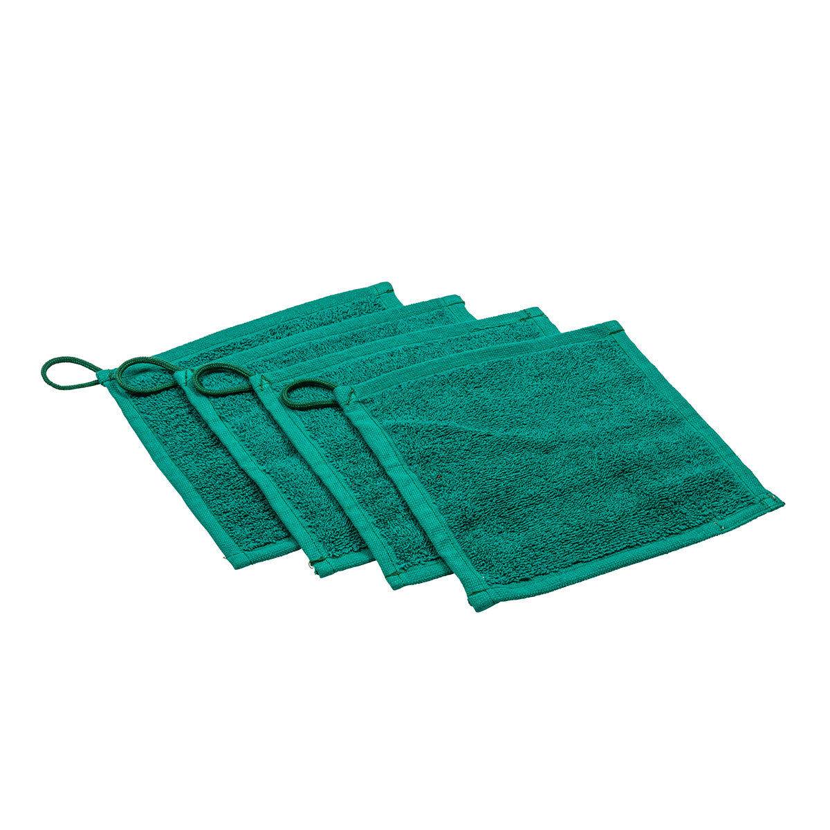 Lot 4 petites serviettes à main vertes