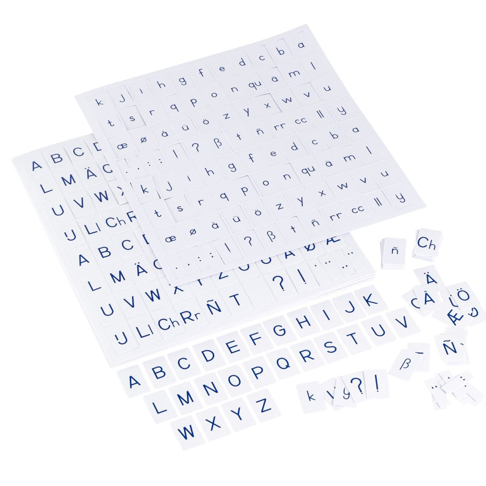 International printed alphabet: blue