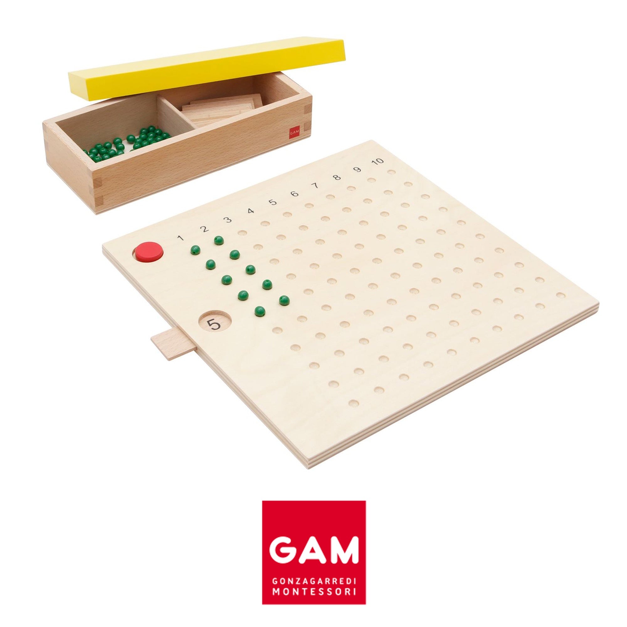 Multiplication table with beads