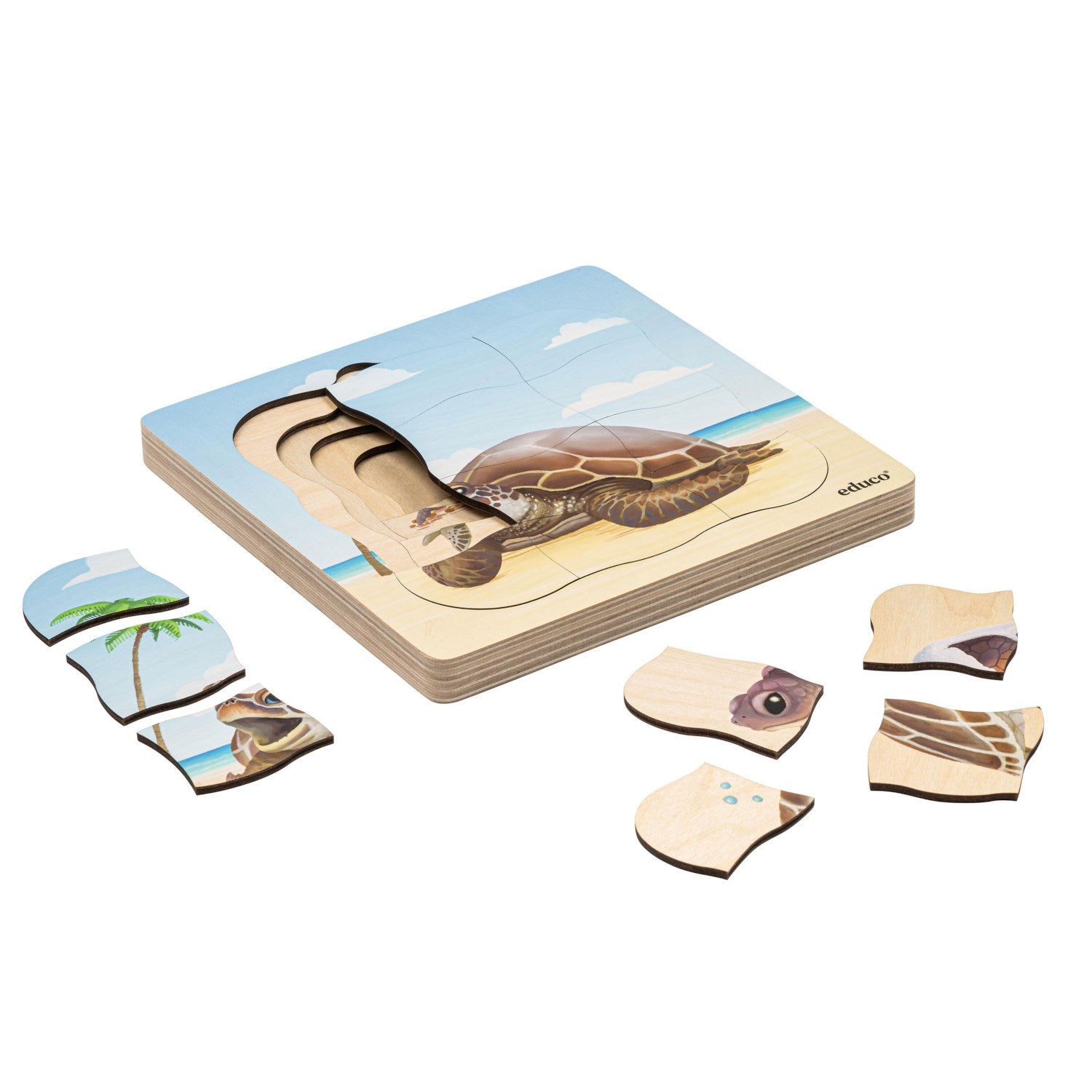 Puzzle évolutif à la plage - la tortue