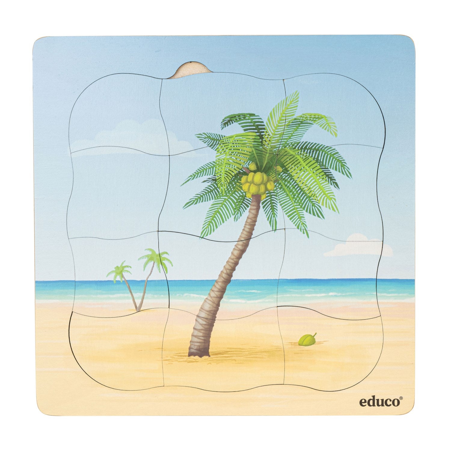 Puzzle évolutif à la plage - le cocotier
