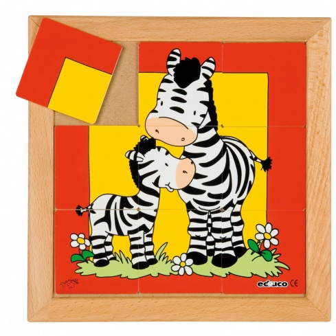 Animals puzzles - Mother and child - zebra (9 pieces)