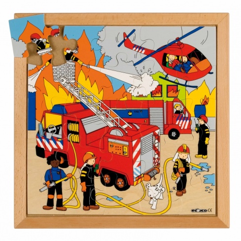 Puzzle action dans la rue - pompiers