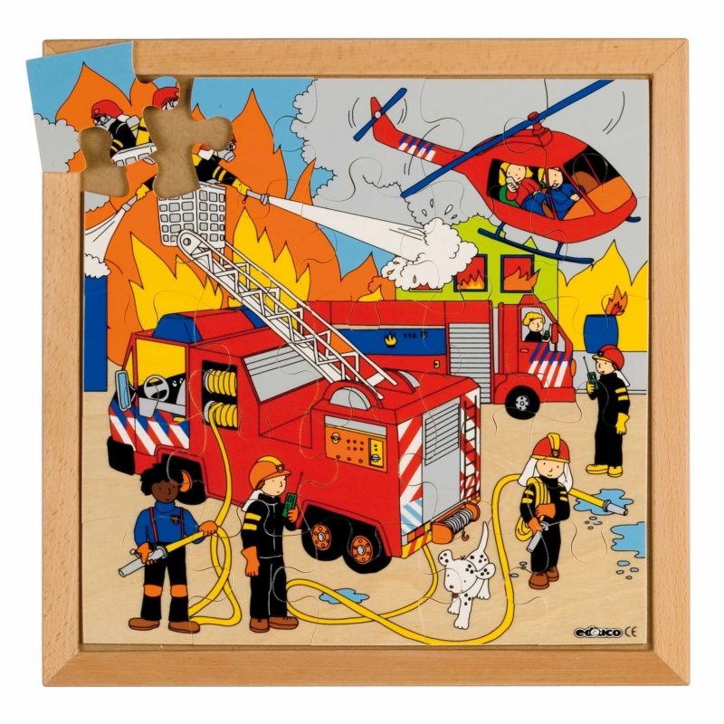 Puzzle action dans la rue - pompiers - Montessori Spirit