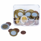 Assortiment de pièces en euros dans une boîte