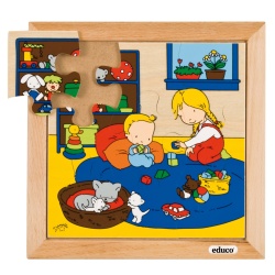 Family puzzles - New baby - playing (9 pieces)