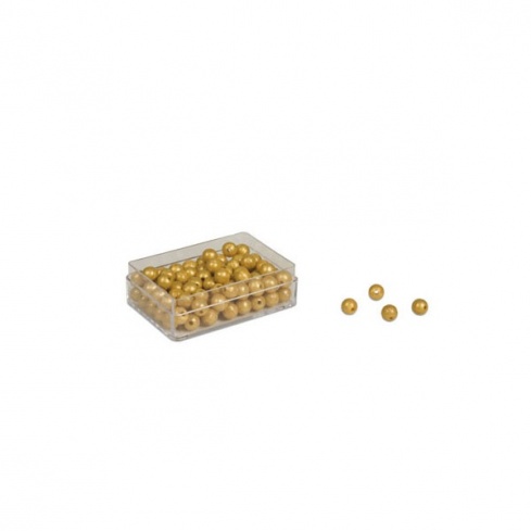Plastikdose mit 100 goldenen Einerperlen - lose Perlen