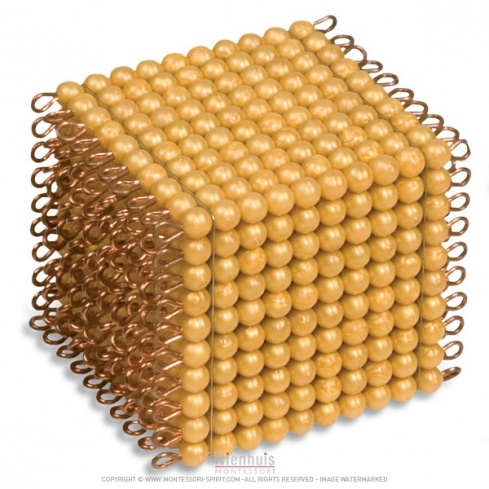 Goldkubus, 10 x 10 x 10 goldene Perlen - lose Perlen, Kunststoff