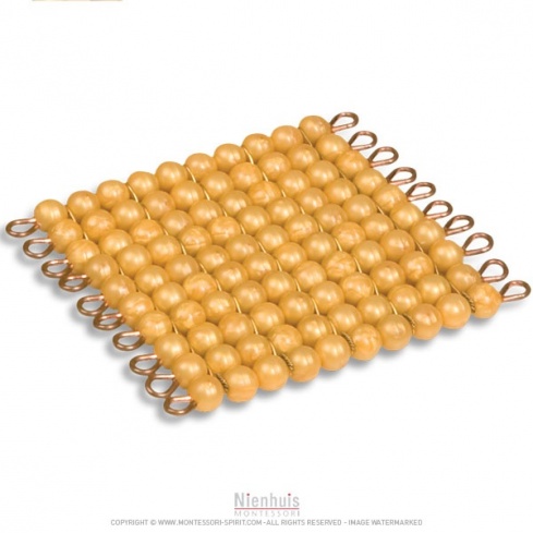 Goldquadrat, 10 x 10 goldene Perlen - lose Perlen, Kunststoff