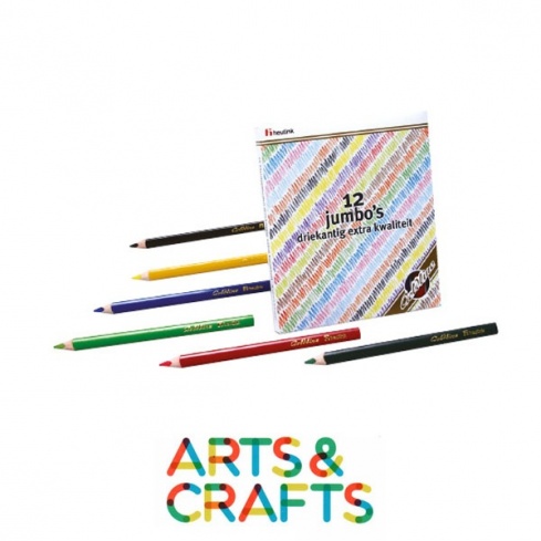 Crayons forme triangulaire - Pointe 5 mm - 12 couleurs assorties dans boite métal