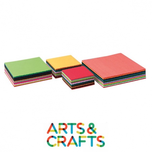 Craft paper, 60 gsm, 12 assorted colours, square, 10 x 10 cm