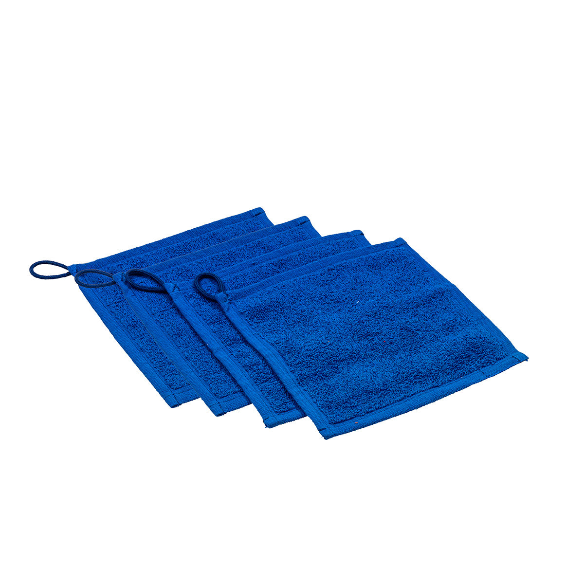 Lot 4 petites serviettes à main bleues
