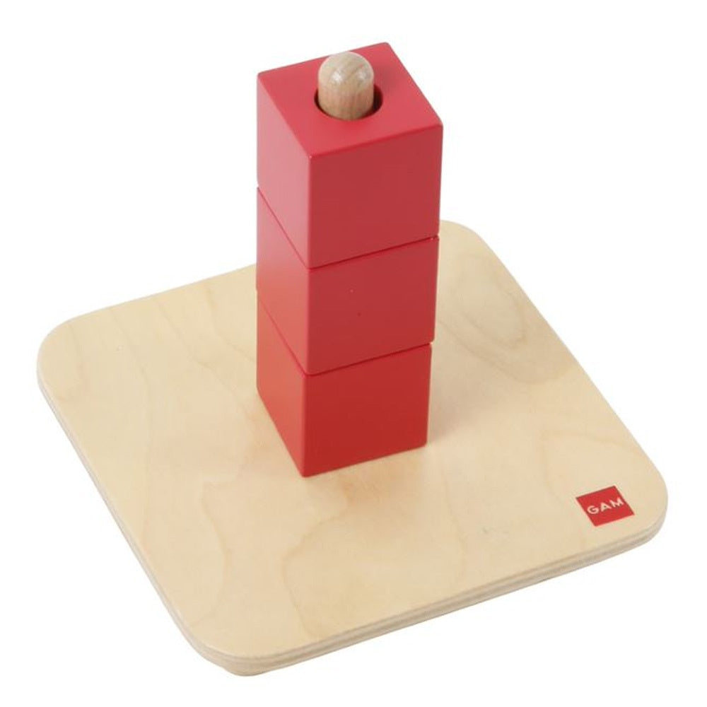Cubes on vertical rod