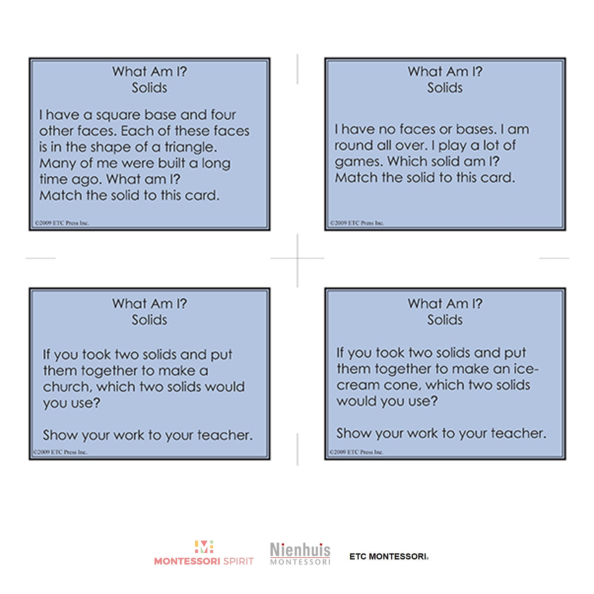 1st Level Geometry Task Cards w/ Chart