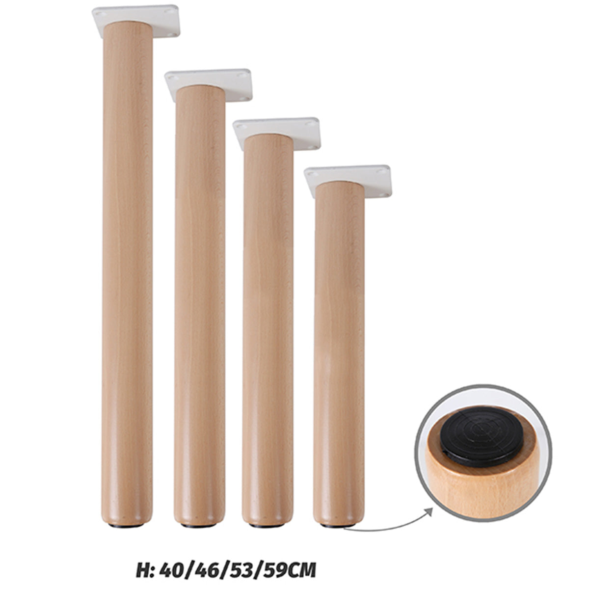 4 Pieds de table hauteur 59 cm