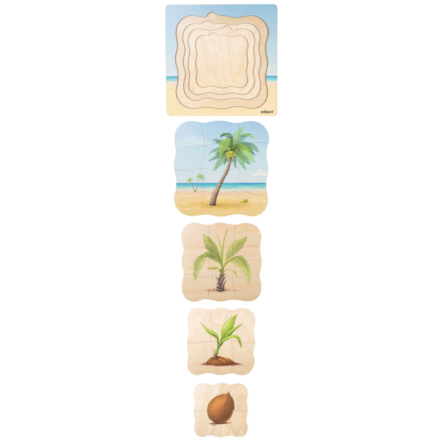 Puzzle évolutif à la plage - le cocotier