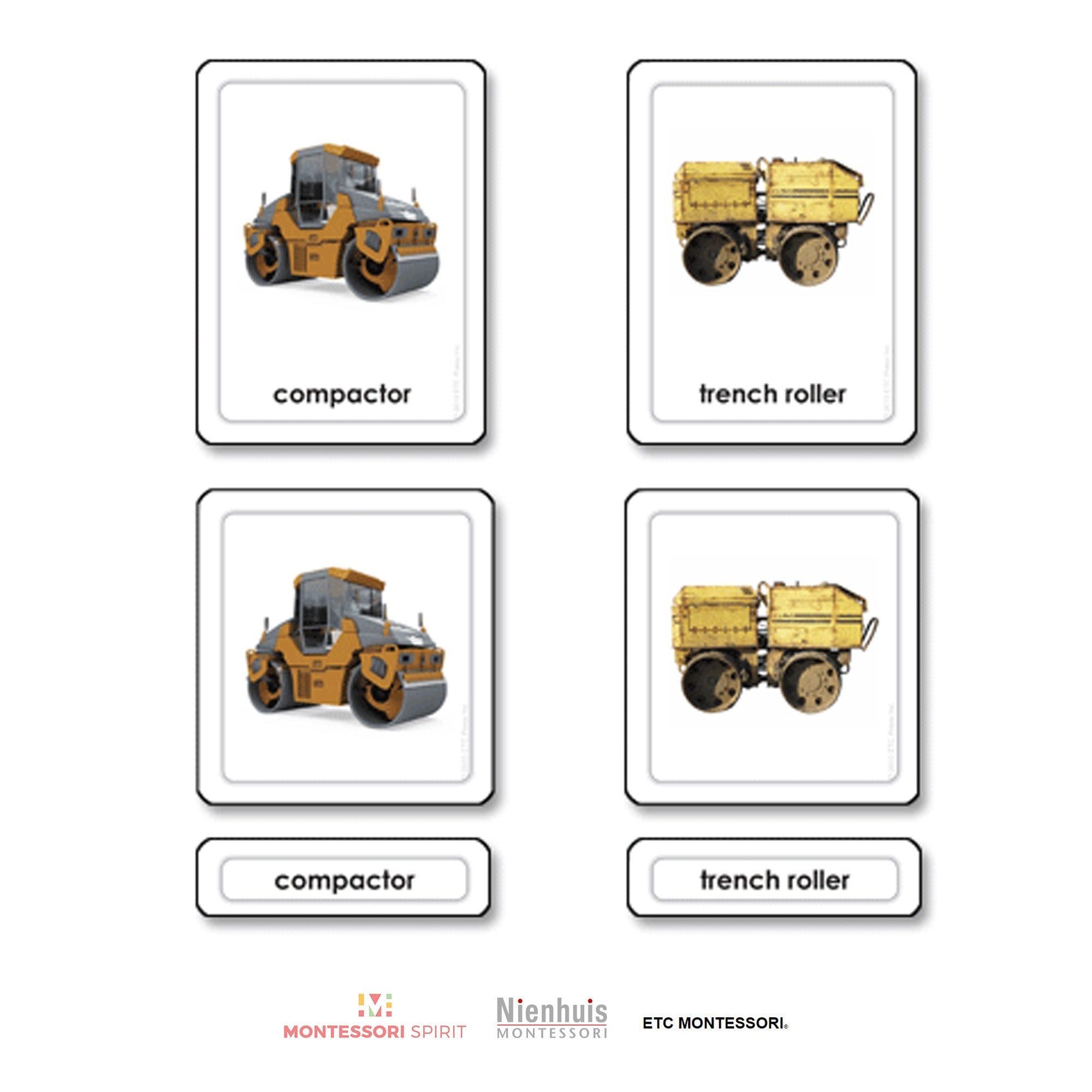 Maquinaria de construcción Tarjetas de 3 partes