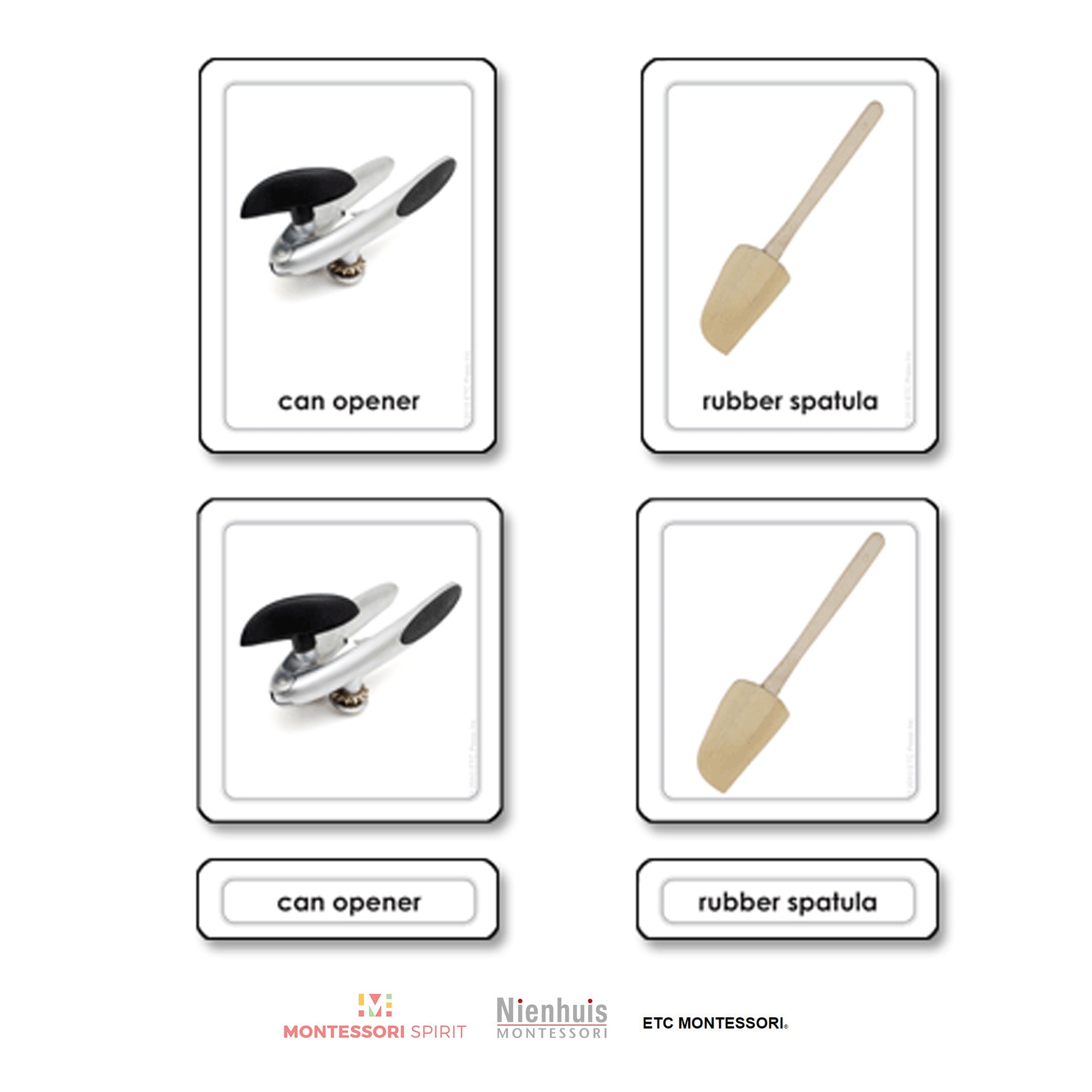 Utensilios de cocina Tarjetas de 3 partes