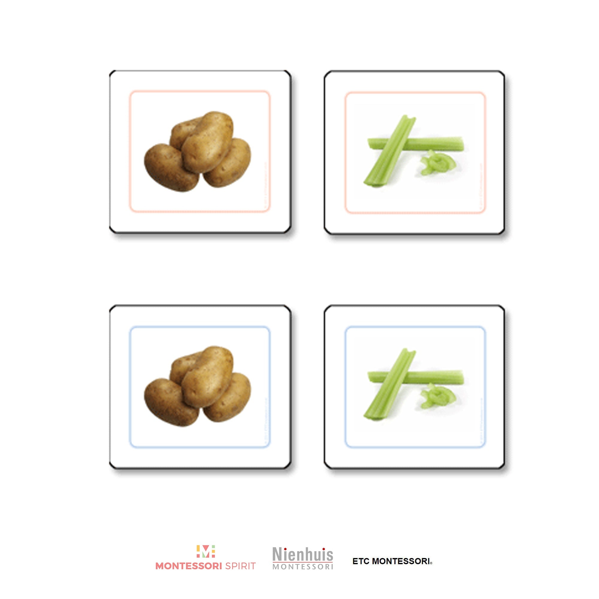 Tarjetas de emparejamiento de verduras
