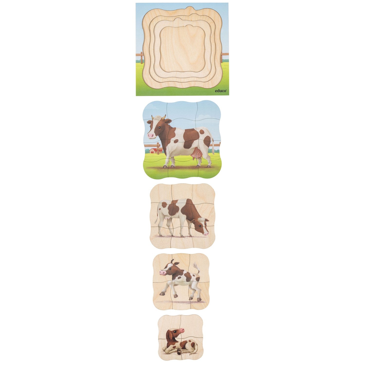 Puzzle évolutif à la ferme - la vache